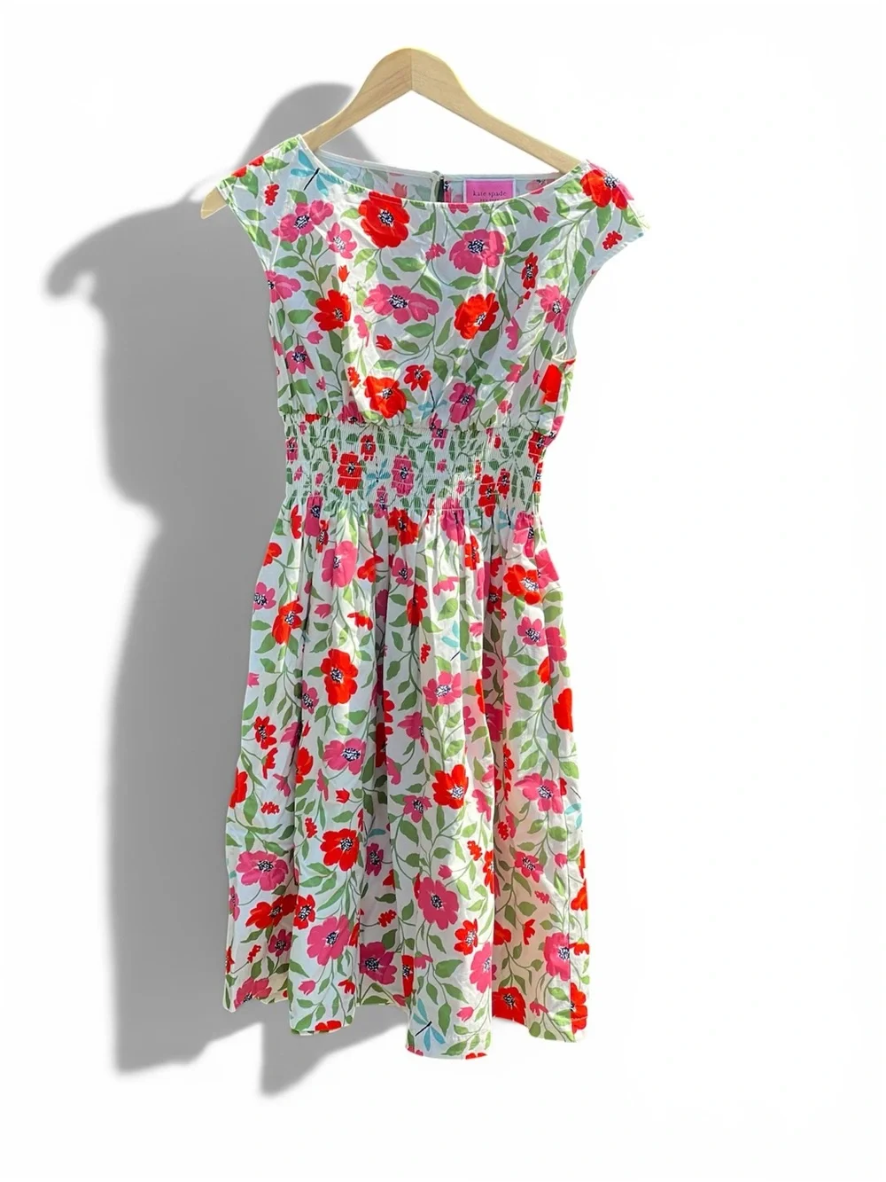 Kate Spade New York Floral Cotton Smocked Waist Dress Size 4